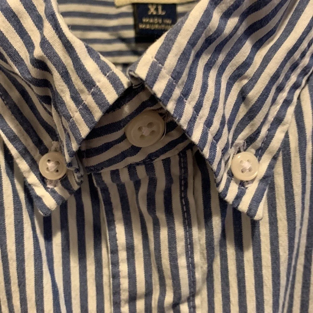 J. Crew Stretch Classic  Blue&White Pinstripe in size XL. Button up. No stains.